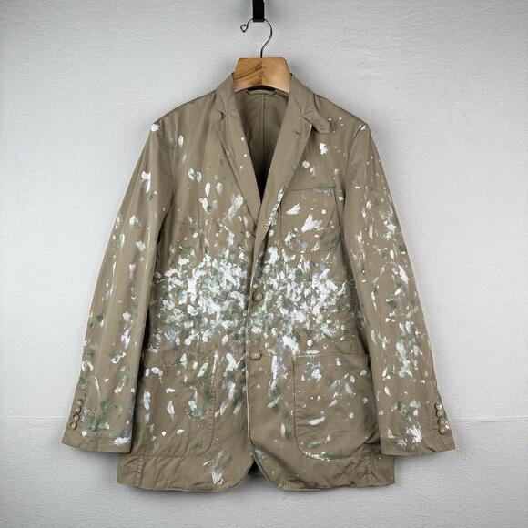 Polo Ralph Lauren Hand-Painted Men's S Blazer Jacket Cotton Beige Unstructured